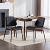 Akoasm Set of 2 Modern Faux Leather Upholstered Dining Chairs with Backrest & Metal Legs-Black - 3 of 4