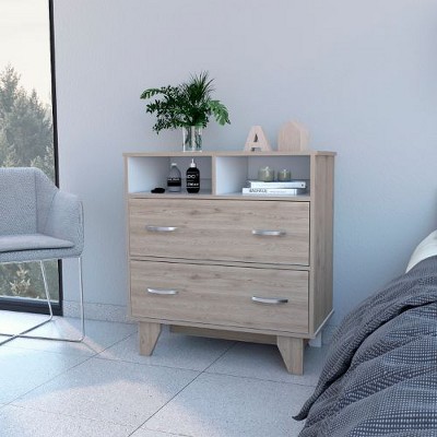 NicBex 2-Drawer Storage Cabinet with Open Shelves, 31.5" W Bedroom Dresser, Modern Dresser for Bedroom, Chest of Drawers