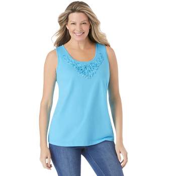 Woman Within Women's Plus Size Beaded Tank Top