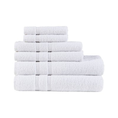 6pc Aegean 100% Turkish Cotton Bath Towel Set White