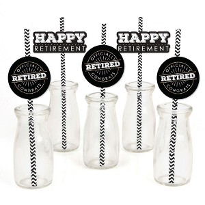 Big Dot of Happiness Happy Retirement - Paper Straw Decor - Retirement Party Striped Decorative Straws - Set of 24 - 1 of 4