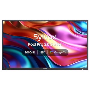 SYLVOX Outdoor TV, 55inch Full Sun Smart Outdoor TV, 4K 2000nit, IP55 Waterproof Smart TV, Latest Google TV with Dobly Atmos (Pool Pro2.0) - 1 of 4