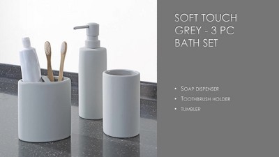 3pc Soft Touch Bath Accessories Set Black - 88 Main : Target