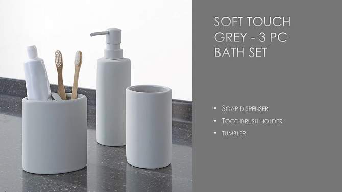3pc Soft Touch Bath Accessories Set Gray - 88 Main, 2 of 7, play video