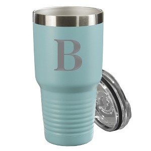 Personalization Mall Personalized Initial Vacuum Insulated Stainless Steel Tumbler, Teal, 30 oz. - 1 of 1