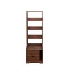 19"W Bookcase Bookshelf Display Rack with Open Storage Shelves and 2 Storage Drawers, White/Walnut-ModernLuxe - image 4 of 4