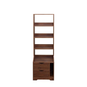 TiramisuBest 40" Home Executive Desk and Upholstered Chair Set with Bookshelf – Espresso - 1 of 4