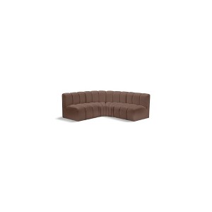 Meridian Furniture,Arc Brown Vegan Leather Modular Sofa - 1 of 4