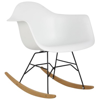 Arm Rocking Bucket Seat Rocking Chair In White Hodedah