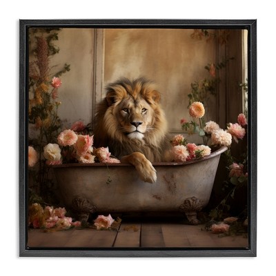 Stupell Industries Lion in Flower Filled Tub, 25" x 25"