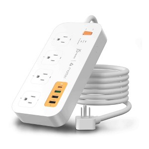 j5create Matter Enabled Smart Plug Power Strip With 4-Outlets and 4 USB Ports, JSPAC4430 - 1 of 4