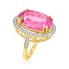 Ross-Simons 20.00 Carat Pink Topaz and .52 ct. t.w. Diamond Ring in 14kt Yellow Gold - 3 of 4