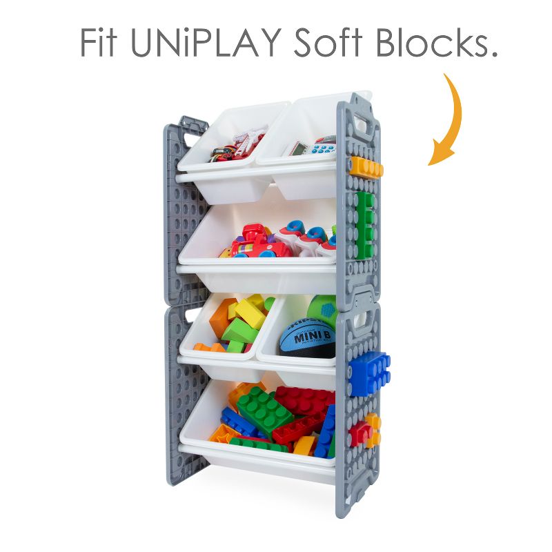 UNiPLAY Toy Organizer With 6 Removable Storage Bins and Block Play Panel, Multi-Size Bin Organizer, 5 of 10