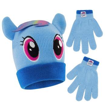 My Little Pony Girls Winter Hat and Gloves Set, Kids Ages 4-7 (Light Blue)