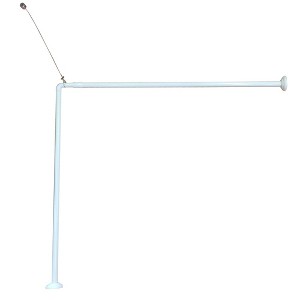 Evideco French Home Goods Wall Mounted Adjustable L-Shaped Corner Bathtub Curtain Rod 37" to 71"L - Width 31.5" White - 1 of 4