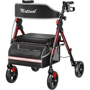 Lycvki Aluminum Foldable Rollator Walkers with Seat for Seniors, 350 lb Capacity, 6-Position Height - 1 of 4