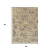 Gold Beige And Pale Aqua Floral Washable Indoor Outdoor Area Rug - 3 of 4