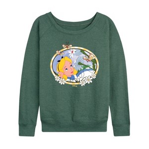 Women's - Disney - Alice in Wonderland Lightweight French Terry Wide Neck Long Sleeve Shirt - 1 of 4