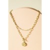 14K Gold Minimalist Layered Necklace with Geometric Charms - 3 of 4