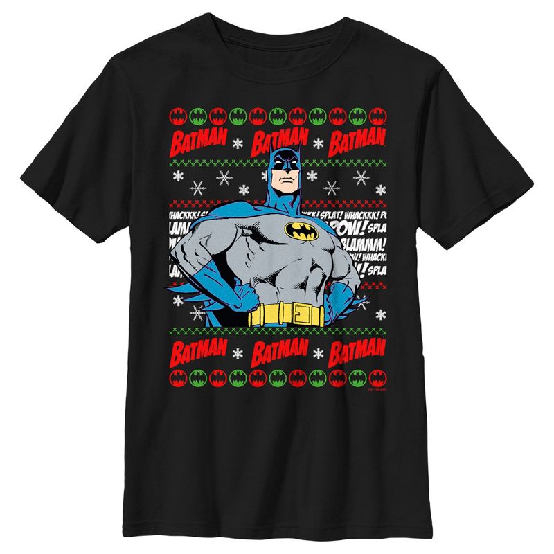 Boy's Batman Christmas Sweater T-Shirt, 1 of 6
