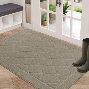 Dirt Trapper Door 32 inchx 48 inch Doormat Non - Slip Entryway Rug Washable Beige Stain Resistant Absorbent Muddy Shoes Paws - 1 of 4