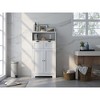 Garvee Bathroom Floor Cabinet, Wooden Freestanding Bathroom Cabinet Organizer with Open Shelf, 2 Adjustable Drawers & 2 Doors, White - 4 of 4