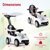 Costway 3-in-1 Sliding Walker w/ Adjustable Canopy Horn Music & Light for Boys & Girls Pink/Red/White - 3 of 4