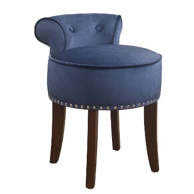 Lena Wood Vanity Stool Blue Velvet - Hillsdale Furniture