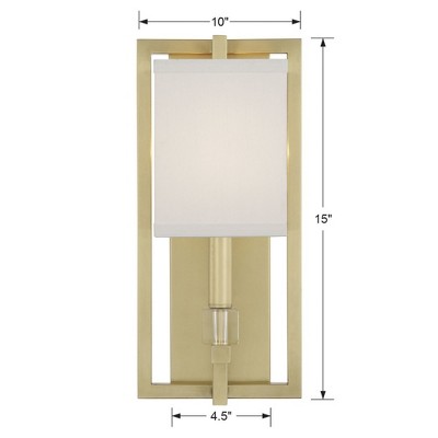 Polished Nickel Crystal Cube Silk Shade Sconce