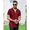 Men's Muscle Dress Shirts Slim Fit Stretch Banded Collar Short Sleeve Casual Button Down Shirt - 4 of 4