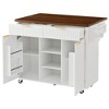 Whisen 52" Fluted Kitchen Island, Rolling Island Table, Kitchen Storage Cart with Drop Leaf, Adjustable Shelves - 2 of 4