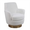 360° swivel upholstered armchair, comfortable reading chair for bedroom, with barrel design and gold stainless steel base - 2 of 4