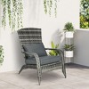 Outsunny Patio Adirondack Chair with All-Weather Rattan Wicker, Soft Cushions, Tall Curved Backrest for Deck or Garden - 3 of 4