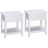 HOMCOM Side Table, Modern End Table with Storage Drawer and Shelf, Nightstand for Bedroom, or Living Room, Set of 2, White