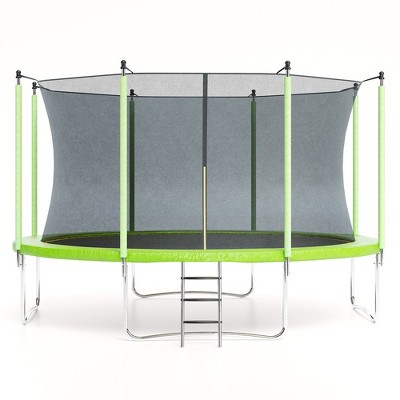 10/12/12/16 FT Straight Trampoline with Safety Enclosure Netand Ladder-ModernLuxe