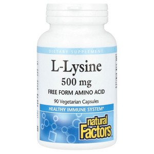 Natural Factors L-Lysine, 500 mg, 90 Vegetarian Capsules - 1 of 2