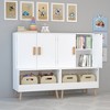 ORRD Kids Toy Storage Cabinet with Doors & Shelf, White Modern Organizer with Wood Legs for Playroom Nursery - 3 of 4