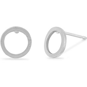 Minimalist Sterling Silver Open Circle Stud Earrings - 1 of 4
