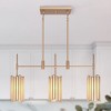 LNC Hemaaolay  3-Lights 30" Modern Linear Kitchen Island Pendant  Lights, Matte Gold and White Tiffany Glass - 2 of 4