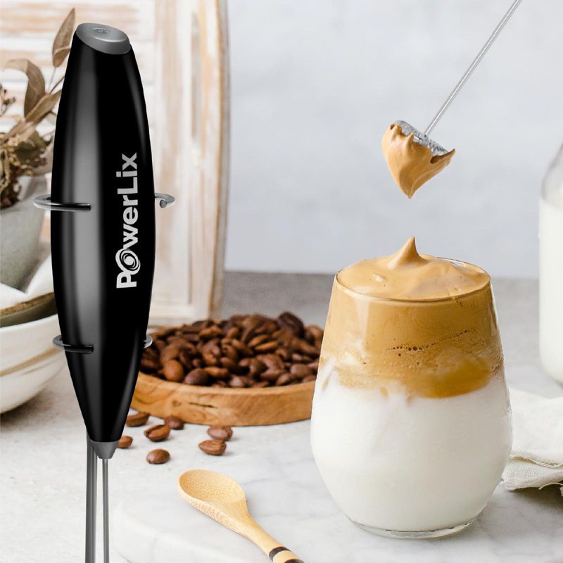 PowerLix Milk Frother Handheld Battery Operated Electric Whisk Foam Maker For Coffee - With Stainless Steel Stand Included, 3 of 5
