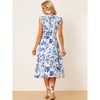 Allegra K Women's Regular Fit V Neck Lace Insert Waist Midi Floral Sundresses - 4 of 4