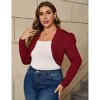 Coolmee Women's Plus Size Cropped Cardigan Bolero Shrug Open Front Long Sleeve Knit Sweater Cardigan - 3 of 4