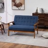 VYNXARIA Mid-Century Modern Solid Loveseat Sofa Upholstered Linen Loveseat, 2-Seat Upholstered Loveseat Sofa Modern Couch£¬Navy - 4 of 4