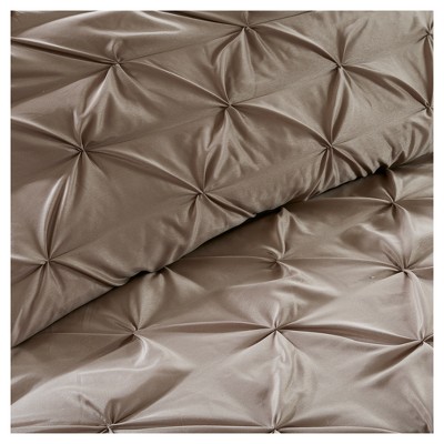 Taupe Queen Microfiber 24-Piece Bedding Set with Tufted Details