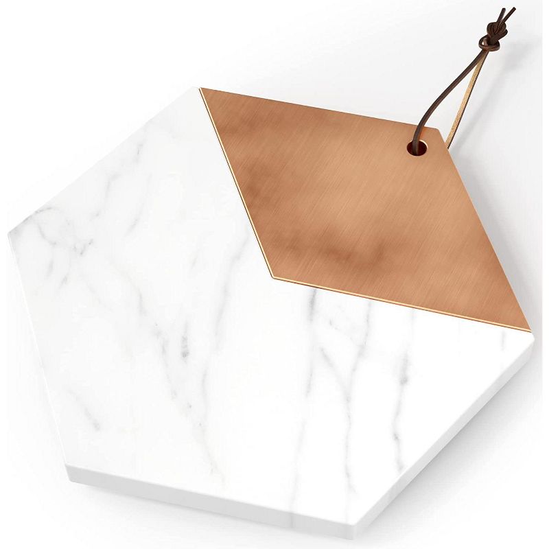 American Atelier Marble & Copper Hexagon Cutting Board and Serving Tray - 11 Inch, 1 of 6