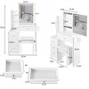 SKRAN 29.2" Left Bedside Cabinet Vanity Table + Cushioned Stool, 2 AC+2 USB Power Station, Hair dryer bracket, Touch Control Sliding LED Mirror - 4 of 4
