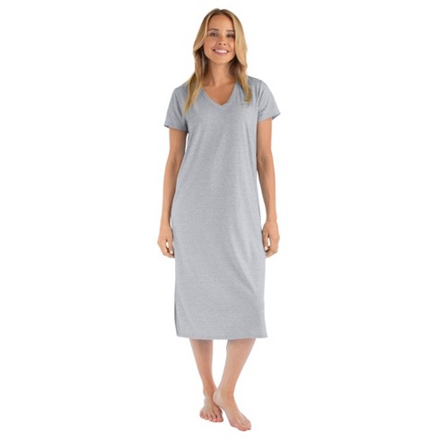 cheibear Womens Sleepwear Pajama Dress with Pockets Lounge Nightshirt  Hoodies Nightgown Gray X Small