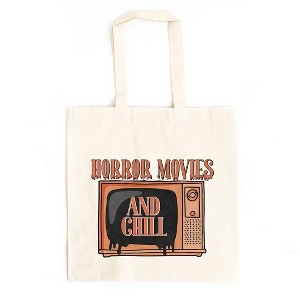 City Creek Prints Horror Movies And Chill TV Canvas Tote Bag - 15x16 - Natural - 1 of 2