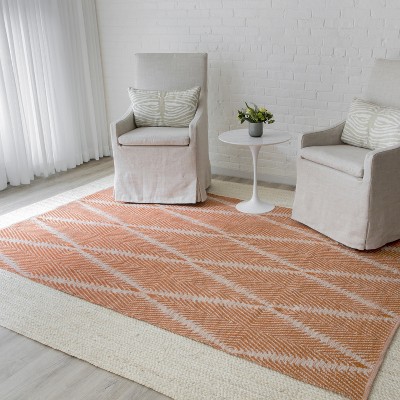 Handmade Orange Diamond Synthetic Accent Rug 3'6" x 5'6"