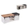 Shoe Storage Bench, 2-Tier Farmhouse Entryway Bench with Sliding Barn Door Storage Cabinets & Full Soft Removable Seat Cushion, for Entryway - 4 of 4